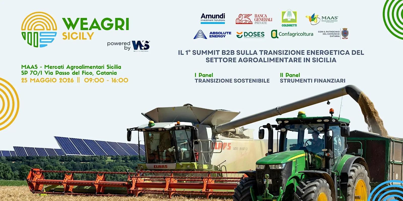 WEAGRI SICILY 2026: Il MAAS ospita il primo summit B2B sulla transizione energetica del settore agroalimentare in Sicilia